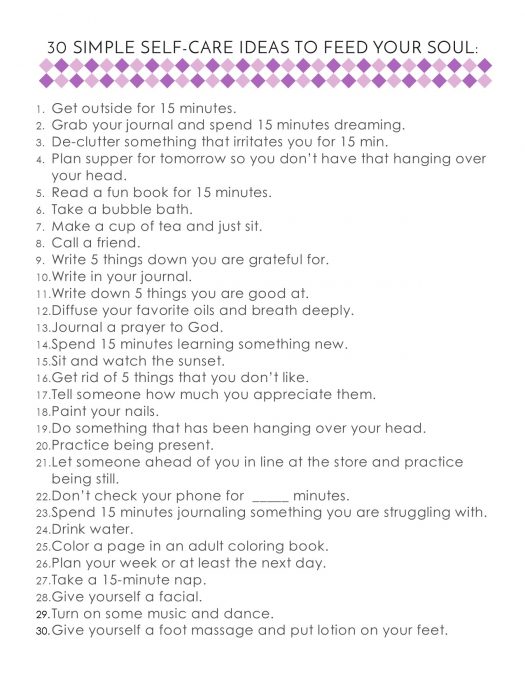Second Chance to Dream: 30 Simple Self-Care Ideas #self-care Are you good at self care? Most women aren't good at taking time out for themselves. I'm sharing 30 ideas that feed my soul. Will they help you as well? #selfcare
