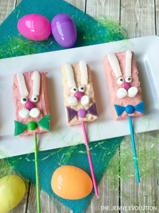 Bunny Easter Rice Krispie Treats - Treat Pops on a Stick