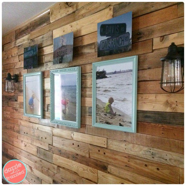 DIY Decorate a Pallet Wall with Personal Photos Gallery Wall | DazzleWhileFrazzled.com