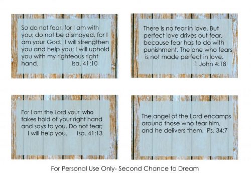 Second Chance to Dream: Printable Fear Scripture Cards These cards are perfect to put in your purse or car for those times fear creeps up on you. #FEAR #Biblestudy 
