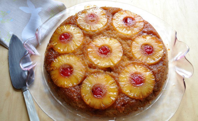 Easter Menu Pineapple Upside Down Cake Recipe, for our family, at Easter dinner one of the traditional desserts we have served for years is a skillet pineapple upside down cake recipe. My mother always made pineapple upside down cake in the spring as a light Sunday dessert. 