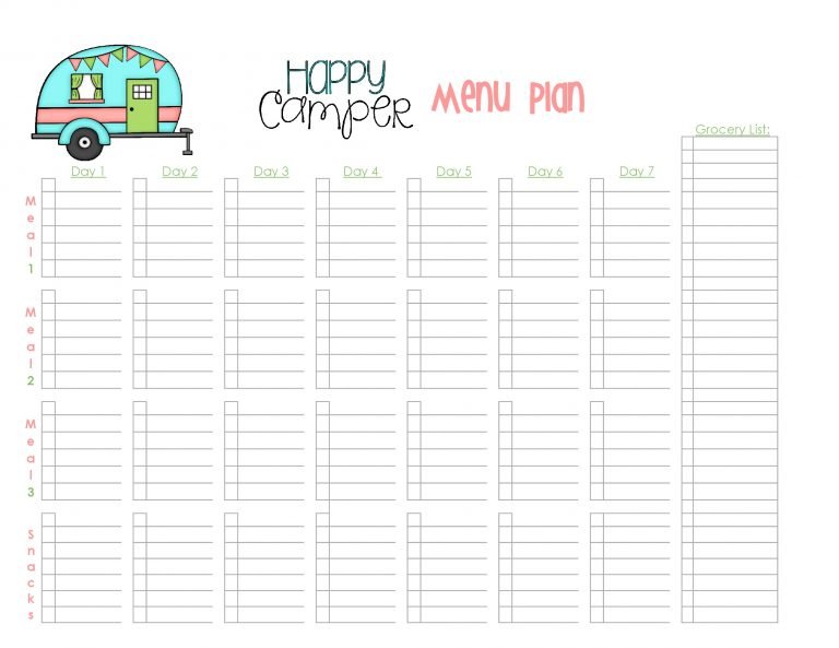 Second Chance To Dream Happy Camper Menu Planner Second Chance To Dream Happy Camper Menu Planner