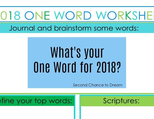 Second Chance to Dream: 2018 My One Word Worksheet #2018 #OneWord #success