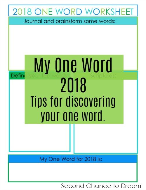 Second Chance to Dream: 2018 My One Word Worksheet #2018 #OneWord #success