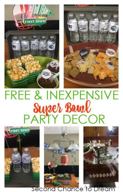 Second Chance to Dream: Free & Inexpensive Super Bowl Party Decor Ideas #SuperBowl #GameDay #Footballdecor