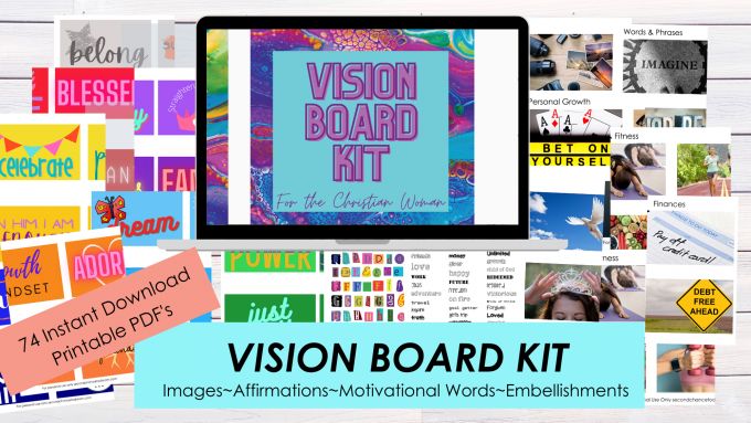 Vision Board  with a Free Vision Board printables, Workbook and Kit